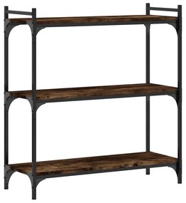 3 szintes füstös tölgy színű szerelt fa könyvespolc 80x30x86 cm