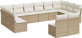 vidaXL 12 részes bézs polyrattan kerti ülőgarnitúra párnákkal
