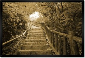 Poszter keretben 60x40 Lépcsők szépia színben