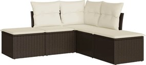 vidaXL 5 részes barna polyrattan kerti ülőgarnitúra párnával