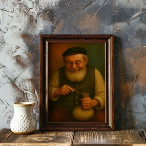 Vászonkép Zsidó Portré Pénzzel Zsidó A Boldogsághoz . 70x50cm