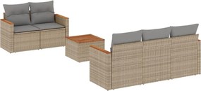 vidaXL 6 részes bézs polyrattan kerti ülőgarnitúra párnával
