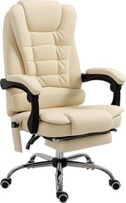 Vinsetto Forgós és Ergonomikus Masszázsszék Állítható Magassággal és 6 Vibráló Ponttal, 65x160x104 cm, Krém | Aosom