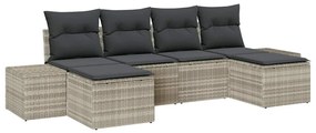 Kerti Kanapé Szett 6 pcs Világosszürke 184 x 62 x 85 cm