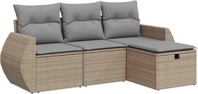 vidaXL 4 részes bézs polyrattan kerti ülőgarnitúra párnákkal
