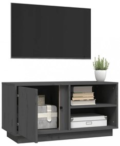 szürke tömör fenyőfa TV-szekrény 80 x 35 x 40,5 cm