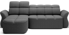 Sötétszürke bársony kinyitható-tárolóhelyes sarokkanapé (bal oldali-heverő résszel) Beneth – ELTAP