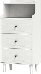 HOMCOM 3 Fiókos Keskeny Fésülködőasztal Nyitott Polcokkal, Antifalra Rögzíthető, Magas Fiókos Szekrény, Nappaliba és Előszobába, 47x29x95 cm, Fehér Fe