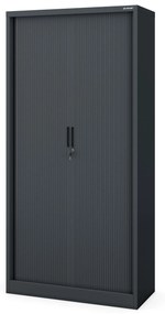 Fém szekrény harmonika ajtókkal DAMIAN, 900 x 1850 x 450 mm, antracit