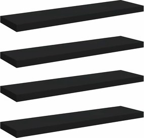 vidaXL 4 db fekete MDF lebegő fali polc 90 x 23,5 x 3,8 cm