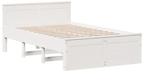 fehér tömör fenyőfa fejtámlás ágykeret matrac nélkül 120x200 cm