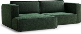 Sötétzöld zsenília kinyitható-tárolóhelyes sarokkanapé (bal oldali-heverő résszel) Velto – Maison de Rêve