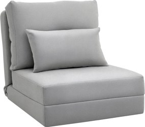 HOMCOM 2 az 1-ben Összecsukható Ágy Az Állítható Támlás Padlószék Díszpárnákkal, Padlószék Párna a Nappali, Hálószoba, Vászon, Szürke | Aosom