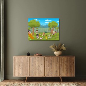 Kép - gyerekek a játszótéren (üvegen) (70x50 cm)
