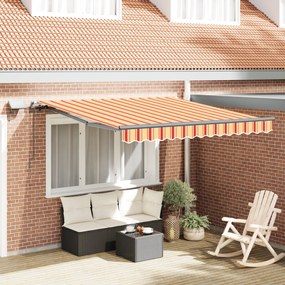 Kézi behúzható napellenző LED-del sárga és narancssárga 300x250 cm