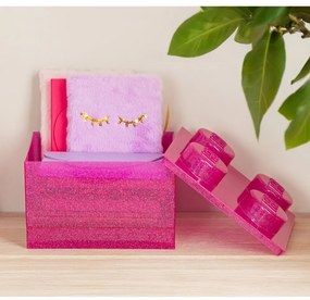 Rózsaszín műanyag gyerek tárolódoboz 25x25x18 cm – LEGO®