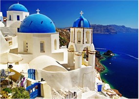 Kép - Santorini, Görögország (üvegen) (70x50 cm)