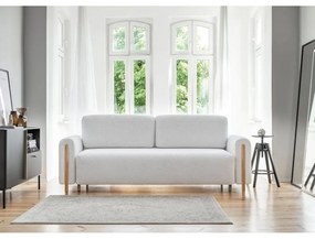 Szürke buklé kinyitható-tárolóhelyes kanapé 244 cm Arcadova – ELTAP