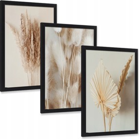 Vászonkép Nappaliba Fű Gabona Természet Növények Boho poszter keretben 40x30 cm