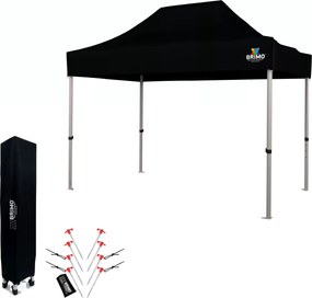 Kerti sátrak 2×3 m alumíniumból, falak nélkül | Gyors felállítás és masszív, könnyű váz - 3 oldalfal nélkül - Fekete