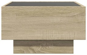 sonoma tölgy szerelt fa dohányzóasztal LED-del 50 x 50 x 30 cm