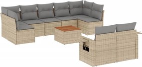 vidaXL 10 részes vegyes bézs polyrattan kerti ülőgarnitúra párnákkal