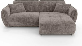 Szürkésbarna zsenília sarokkanapé (jobb oldali-heverő résszel) Nelia – Ropez