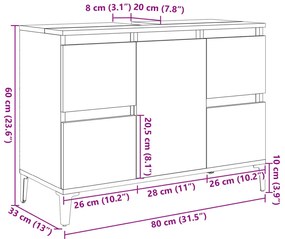 betonszürke szerelt fa mosdószekrény 80 x 33 x 60 cm