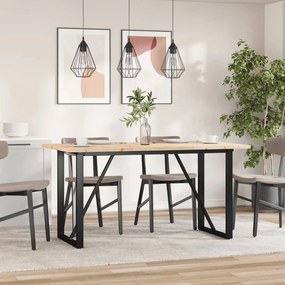 Tömör fenyőfa és acél étkezőasztal O-vázzal 140x80x75,5 cm