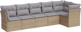 vidaXL 6 részes bézs polyrattan kerti ülőgarnitúra párnával