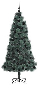 Műfenyő világítással gömb készlettel állvánnyal Zöld 180 cm PET