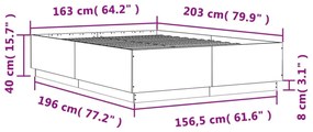 betonszürke szerelt fa ágykeret 160 x 200 cm