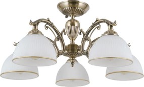 ITALUX PND-5122-5 FENEZA Mennyezeti Csillár Antik Bronz, Fehér E27 IP20