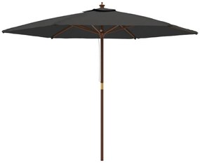 antracitszürke kerti napernyő fa rúddal 299 x 240 cm