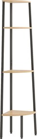 vidaXL 4-szintes világosbarna és fekete sarokpolc 45,5 x 31,5 x 150 cm