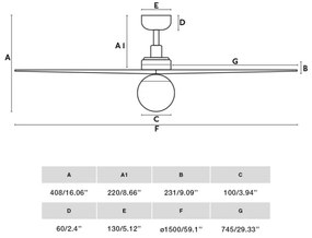 FARO 34279WT-11L - KLIM L mennyezeti ventilátor 1xE27/15W/230V tölgy/fehér, 150