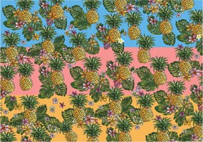 Fotótapéta Ananász trópusi virágok vinil levelek 254x184 +ragasztó
