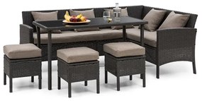 Titania Dining Lounge Set, sarokrekamié asztal, ülőkék, fekete