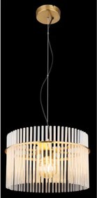 Globo 15698HM Függeszték fém matt arany színek, üvegrúd opál, átlátszó, kábel PVC fekete, ø: 400mm, M: 1500mm, 1x E27 60W 230V izzó nélkül