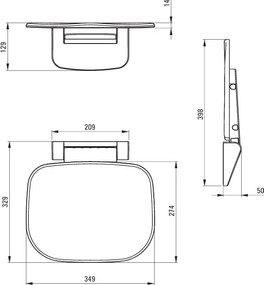 Deante Vital, falra szerelhető összecsukható zuhanyszék, fehér-króm, DEA-NIV_A51B