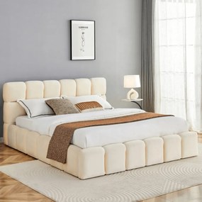 Łóżko 160x200 MURCJA z Pojemnikiem Kremowe Welurowe