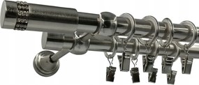 Fém Függönykarnis Lux 19+19mm galvanizált Nikkel 280cm MIX Végek