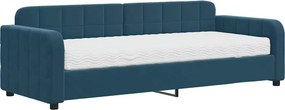 vidaXL kék bársony heverő matraccal 80 x 200 cm