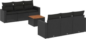 vidaXL 7 részes fekete polyrattan kerti ülőgarnitúra párnával