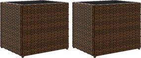 vidaXL 2 db barna polyrattan kerti ültetőláda 36x30x32 cm