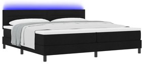 Box Spring Ágy Matraccal &amp; LED fekete 200x200 cm szövet