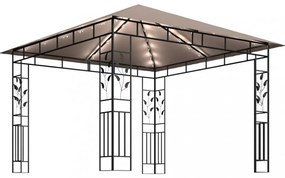 vidaXL tópszínű pavilon szúnyoghálóval/LED fényfüzérrel 3 x 3 x 2,73 m