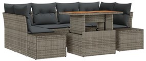Kerti Kanapé Szett 7 darab Szürke, rattan