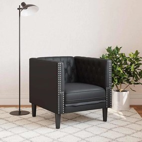 Chesterfield Kanapé Szék Fekete 71 x 74.5 x 70.5 cm Műbőr