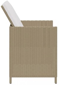2 db bézs polyrattan kerti szék lábtartókkal